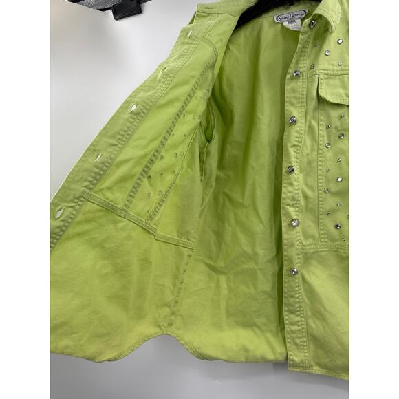 Saint Germain Paris vintage button down green shirt size Small - Picture 5 of 6